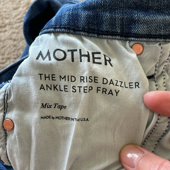 Mother The Mid Rise Dazzler Ankle Step Fray Jean Mix Tape Women’s 25 Preppy Pant - Picture 6 of 16